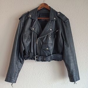 Wilsons Cropped Leather Biker Jacket - M